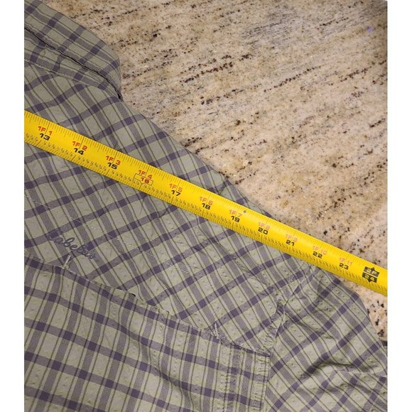 Cabela's Vented Fishing Button Shirt Men's XL Regular Plaid Green Long Sleeve - Picture 9 of 12